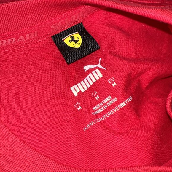 PUMA Men's Red Scuderia Ferrari Race Big Shield Logo T-Shirt NEW Medium - Picture 2 of 5
